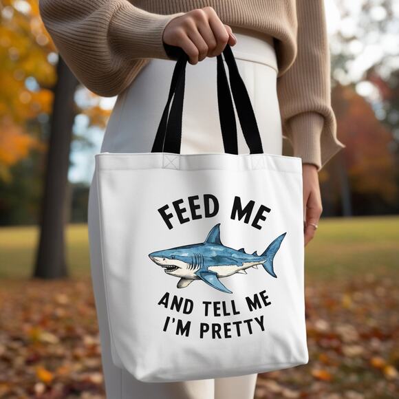 Feed Me and Tell Me I'm Pretty Sassy Shark Tote Bag - Picture 2 of 3